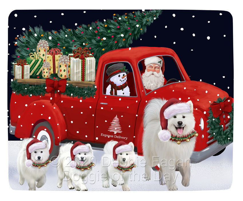 Christmas Express Delivery Red Truck Running Samoyed Dogs Blanket BLNKT141938