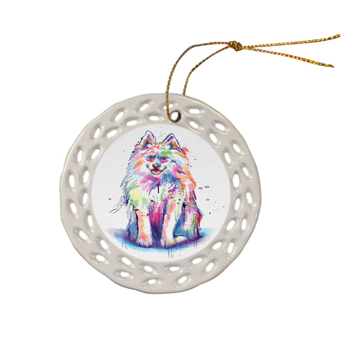 Watercolor Samoyed Dog Ceramic Doily Ornament DPOR57395