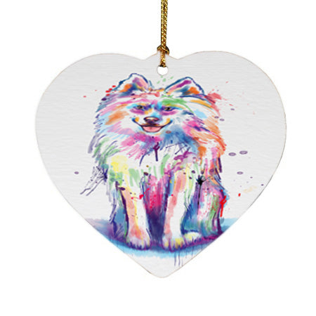 Watercolor Samoyed Dog Heart Christmas Ornament HPOR57395