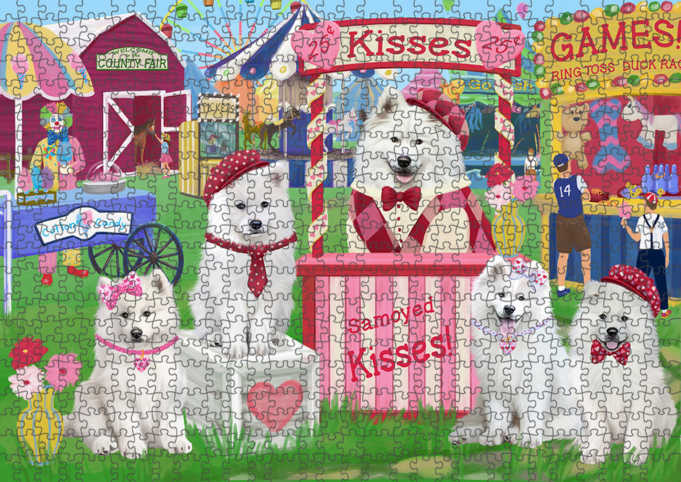 Carnival Kissing Booth Samoyeds Dog Puzzle with Photo Tin PUZL91888