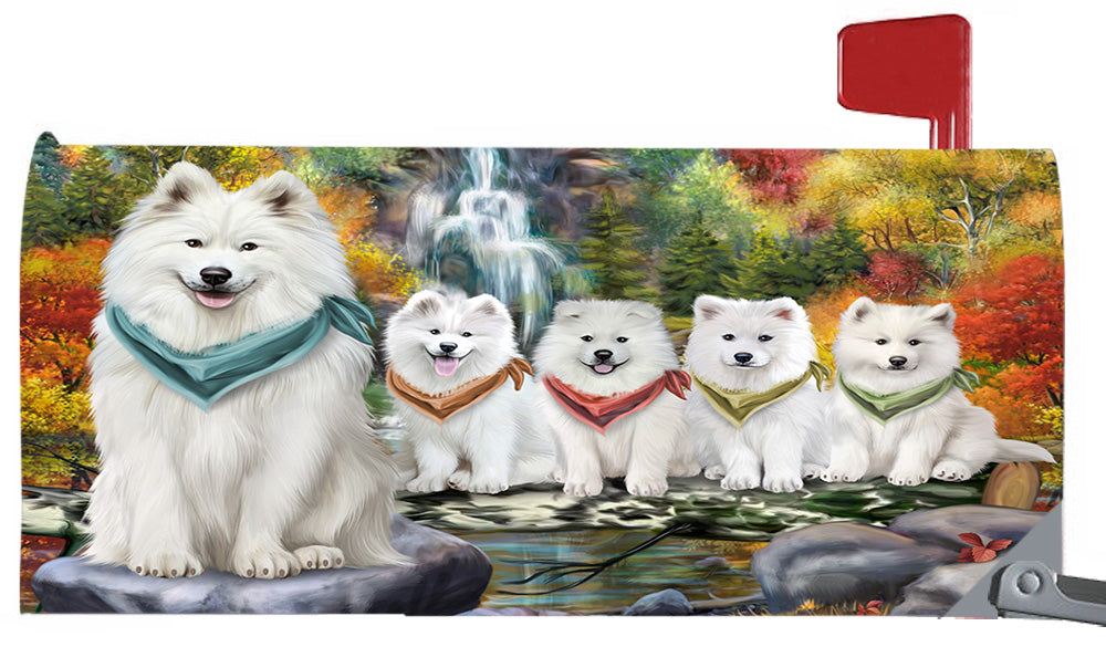 Scenic Waterfall Samoyed Dogs Magnetic Mailbox Cover MBC48751