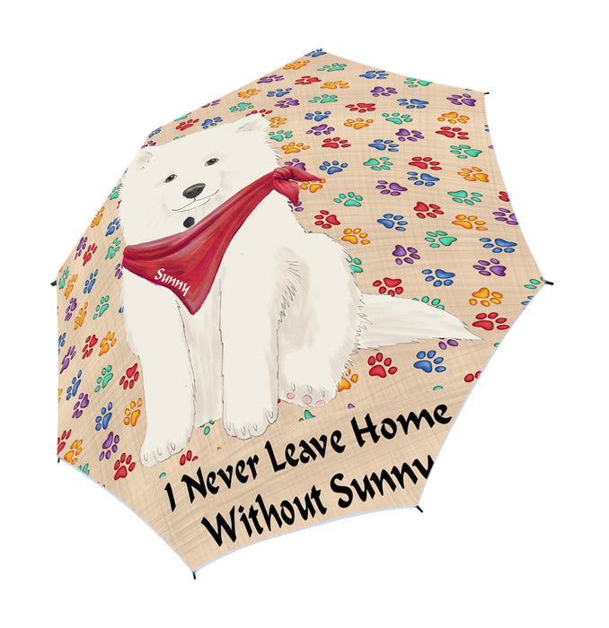 Custom Pet Name Personalized I never Leave Home Samoyed Dog Semi-Automatic Foldable Umbrella