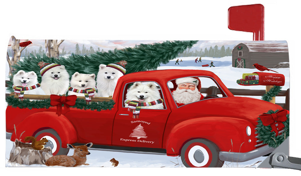 Magnetic Mailbox Cover Christmas Santa Express Delivery Samoyeds Dog MBC48347