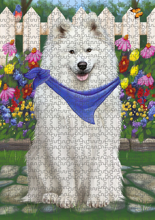 Spring Floral Samoyed Dog Puzzle with Photo Tin PUZL54138