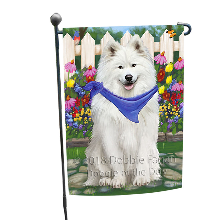 Spring Floral Samoyed Dog Garden Flag GFLG49973