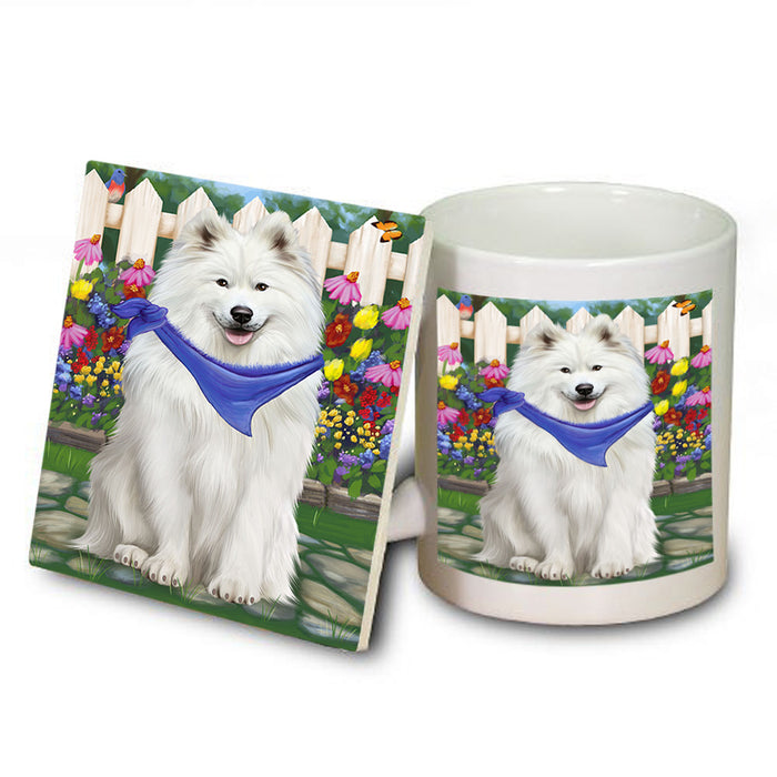 Spring Floral Samoyed Dog Mug and Coaster Set MUC52232