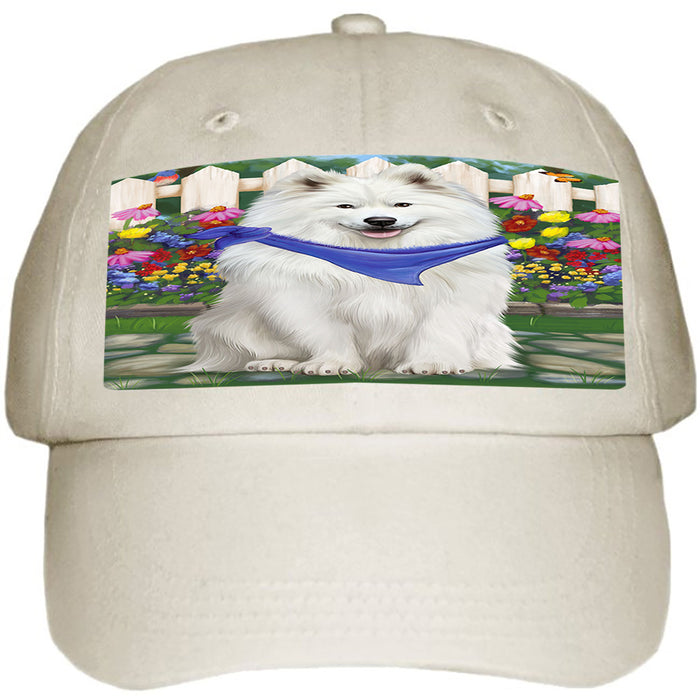 Spring Floral Samoyed Dog Ball Hat Cap HAT59718