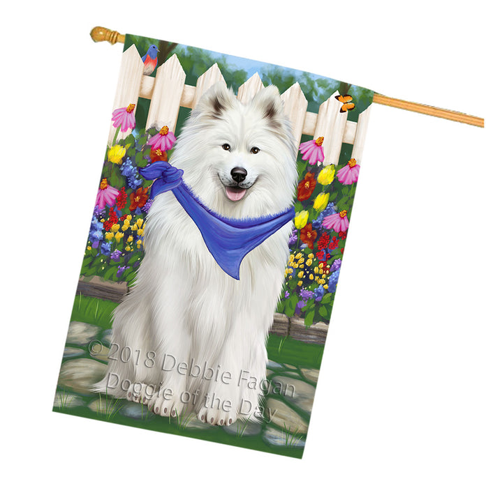 Spring Floral Samoyed Dog House Flag FLG50109