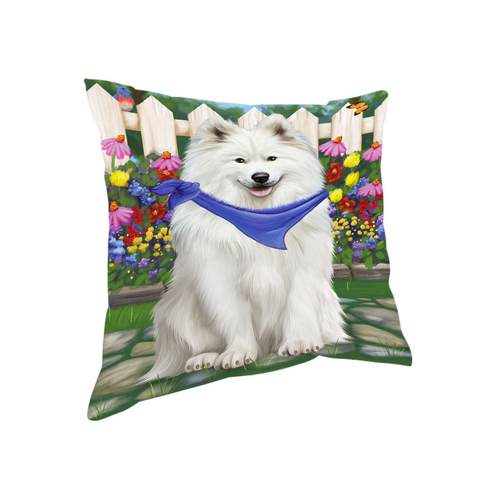 Spring Floral Samoyed Dog Pillow PIL56432