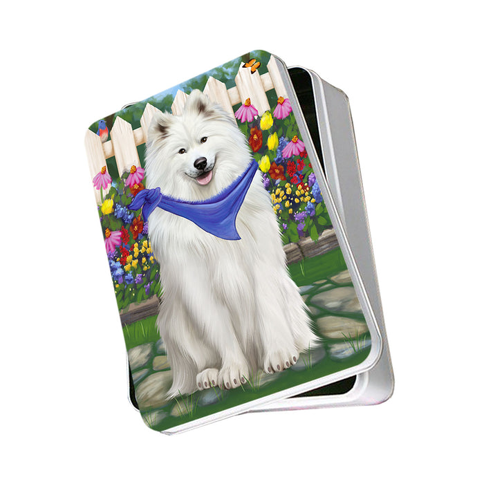 Spring Floral Samoyed Dog Photo Storage Tin PITN51803
