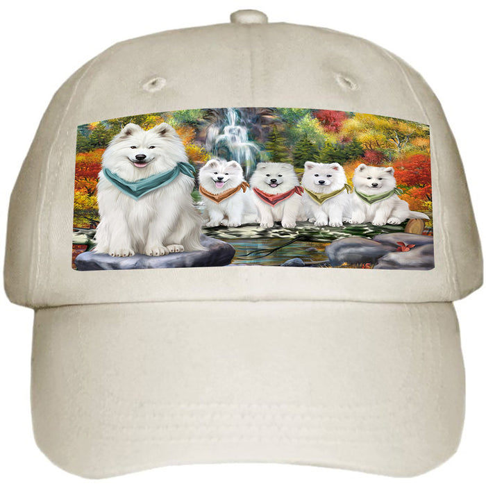 Scenic Waterfall Samoyeds Dog Ball Hat Cap HAT52299