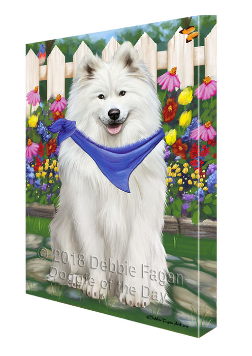 Spring Floral Samoyed Dog Canvas Wall Art CVS67048
