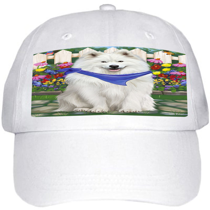 Spring Floral Samoyed Dog Ball Hat Cap HAT59718