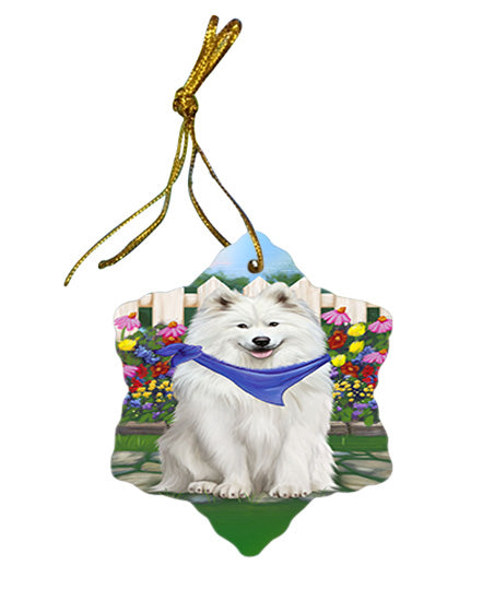 Spring Floral Samoyed Dog Star Porcelain Ornament SPOR52138