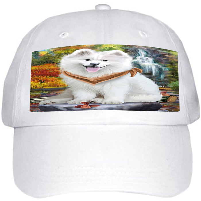 Scenic Waterfall Samoyeds Dog Ball Hat Cap HAT52302