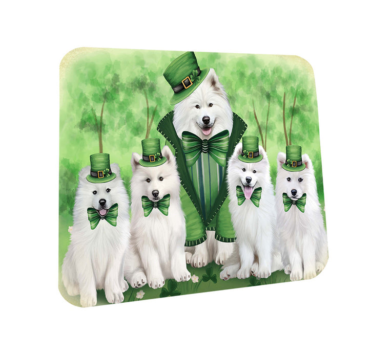 St. Patricks Day Irish Family Portrait Samoyeds Dog Coasters Set of 4 CST49336