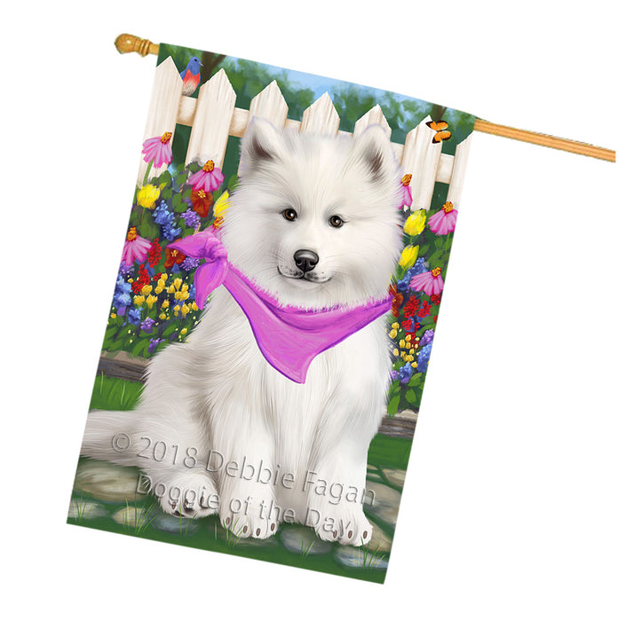 Spring Floral Samoyed Dog House Flag FLG50110