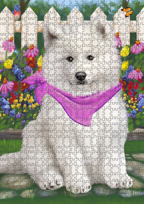 Spring Floral Samoyed Dog Puzzle with Photo Tin PUZL54141