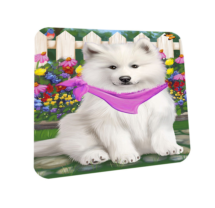 Spring Floral Samoyed Dog Coasters Set of 4 CST52107