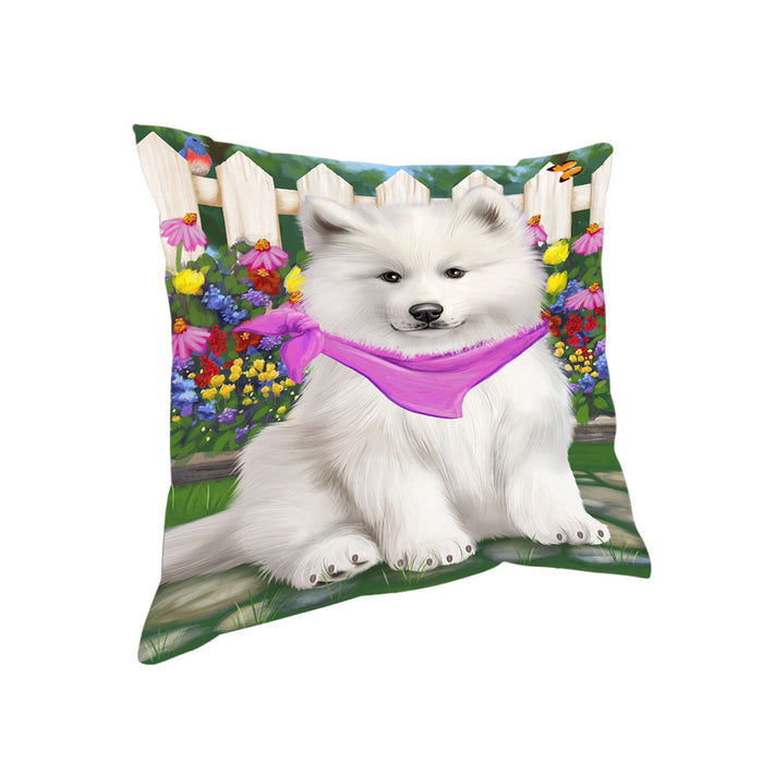 Spring Floral Samoyed Dog Pillow PIL56436