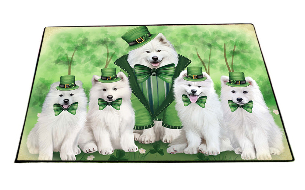 St. Patricks Day Irish Family Portrait Samoyeds Dog Floormat FLMS49758