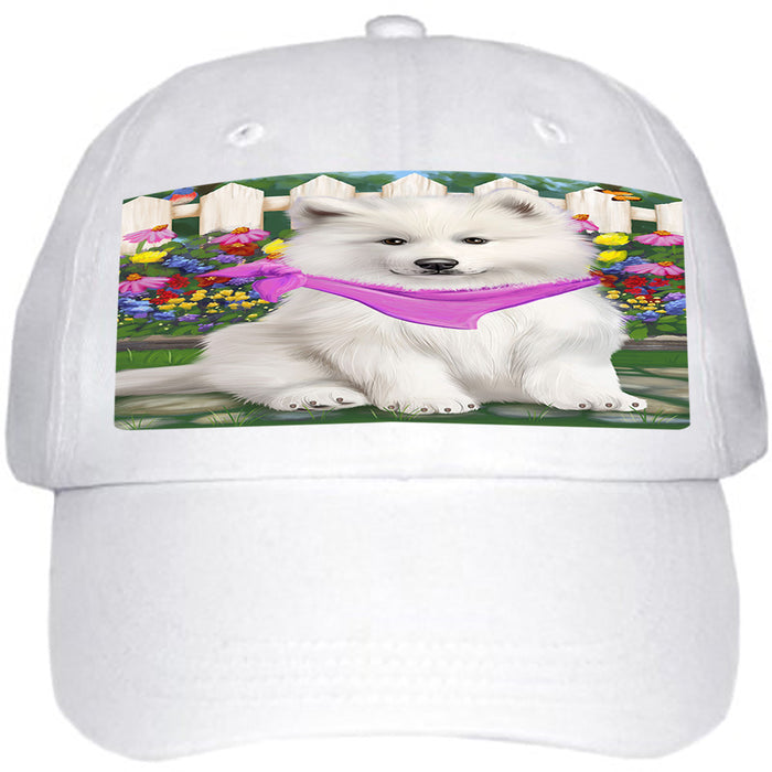 Spring Floral Samoyed Dog Ball Hat Cap HAT59721