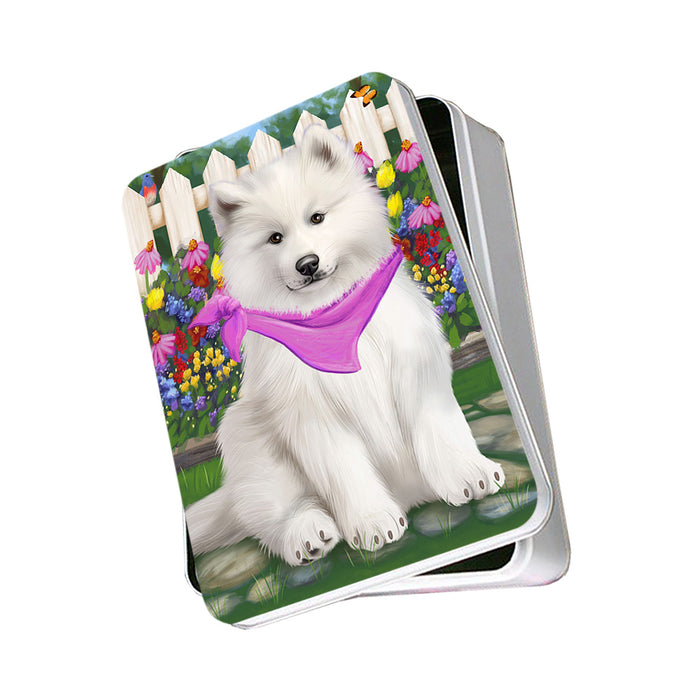 Spring Floral Samoyed Dog Photo Storage Tin PITN51804