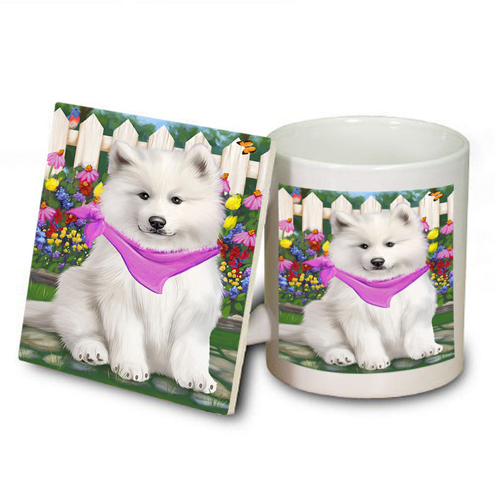 Spring Floral Samoyed Dog Mug and Coaster Set MUC52233