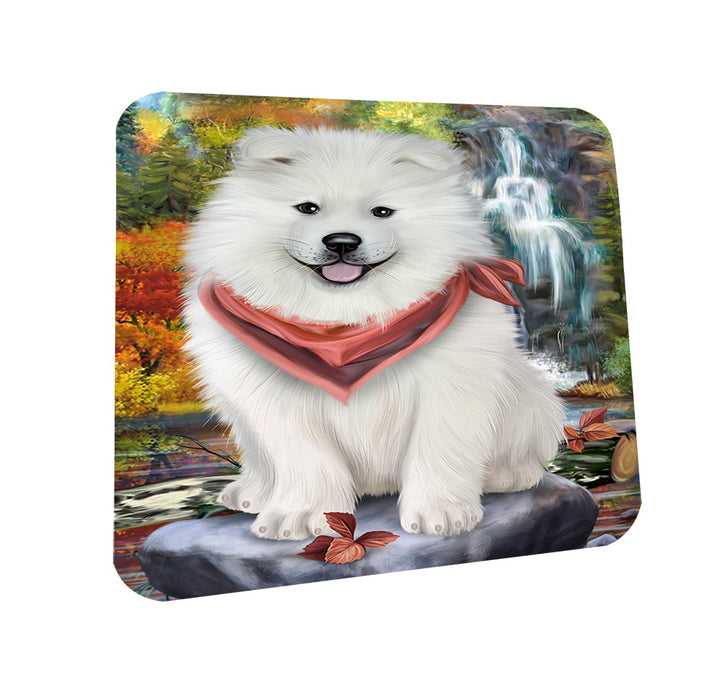 Scenic Waterfall Samoyed Dog Coasters Set of 4 CST49449