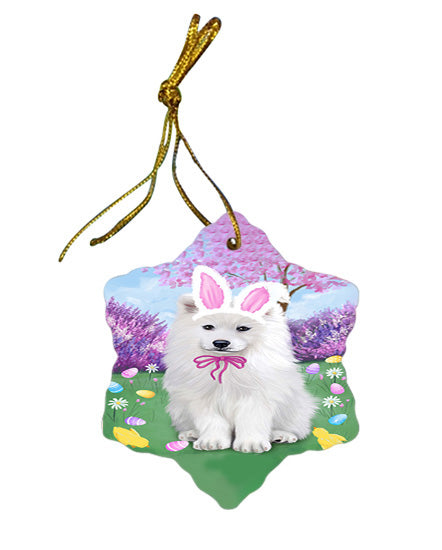 Samoyed Dog Easter Holiday Star Porcelain Ornament SPOR49236