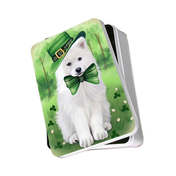 St. Patricks Day Irish Portrait Samoyed Dog Photo Storage Tin PITN49378