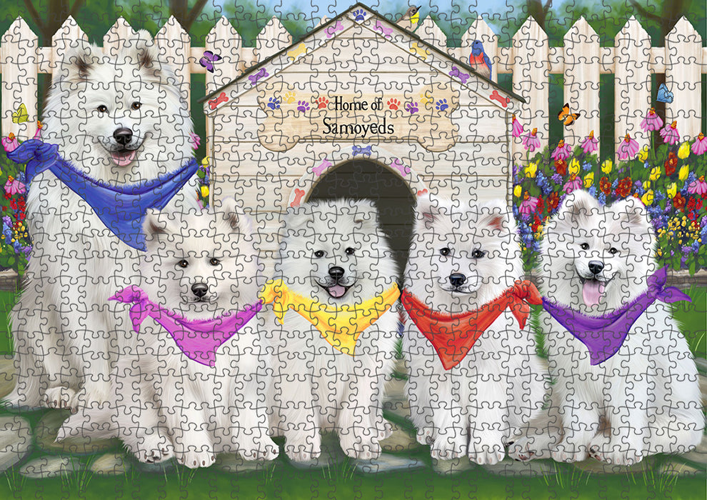 Spring Dog House Samoyeds Dog Puzzle with Photo Tin PUZL54084