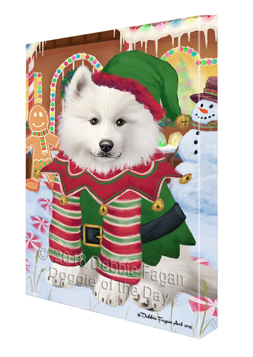 Christmas Gingerbread House Candyfest Samoyed Dog Canvas Print Wall Art Décor CVS130976