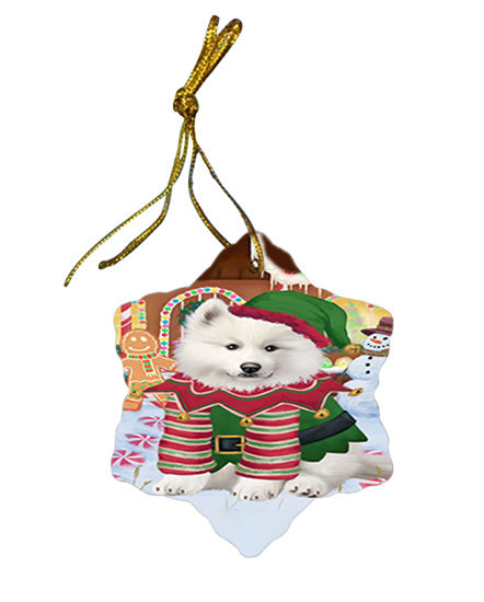 Christmas Gingerbread House Candyfest Samoyed Dog Star Porcelain Ornament SPOR56884