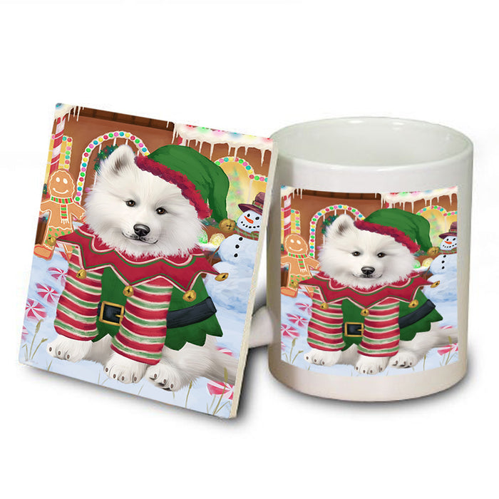 Christmas Gingerbread House Candyfest Samoyed Dog Mug and Coaster Set MUC56520