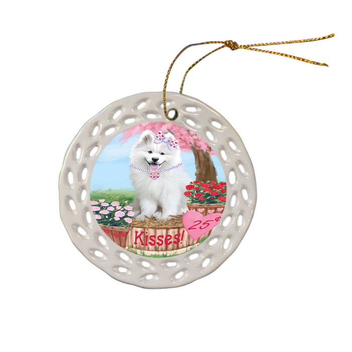 Rosie 25 Cent Kisses Samoyed Dog Ceramic Doily Ornament DPOR56370