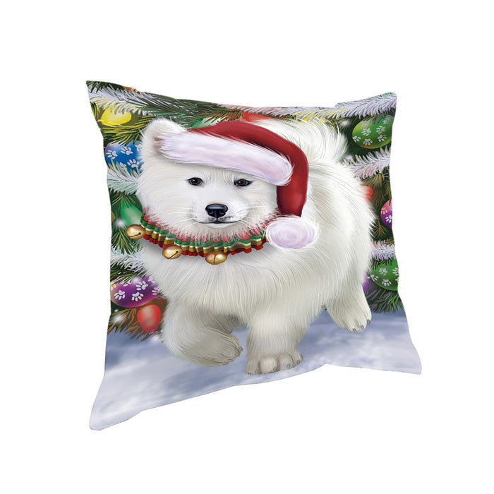 Trotting in the Snow Samoyed Dog Pillow PIL75508