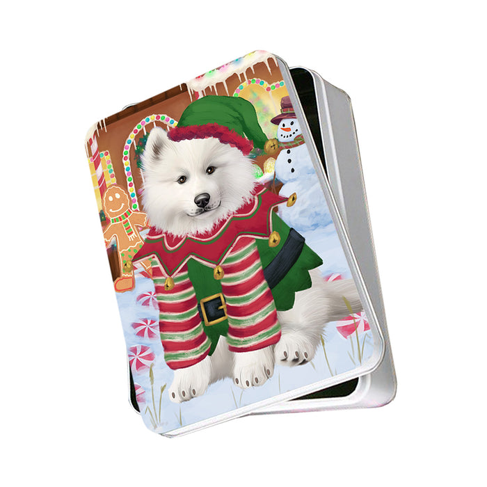 Christmas Gingerbread House Candyfest Samoyed Dog Photo Storage Tin PITN56471