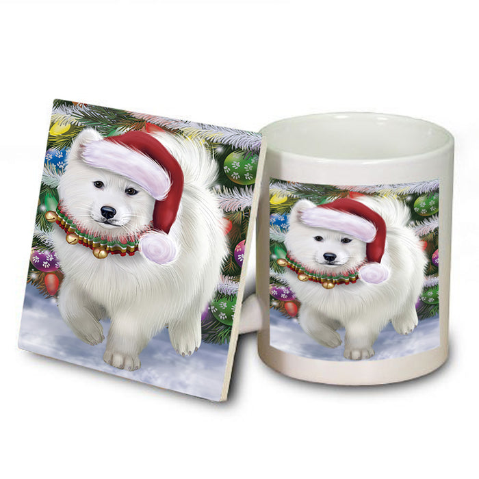 Trotting in the Snow Samoyed Dog Mug and Coaster Set MUC54585
