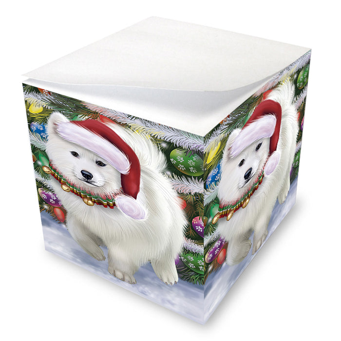 Trotting in the Snow Samoyed Dog Note Cube NOC56239