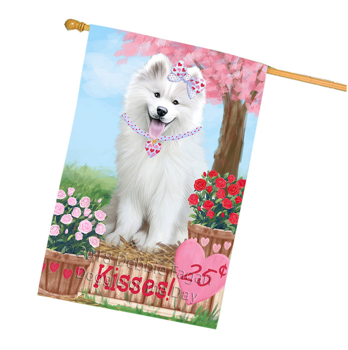 Rosie 25 Cent Kisses Samoyed Dog House Flag FLG56698