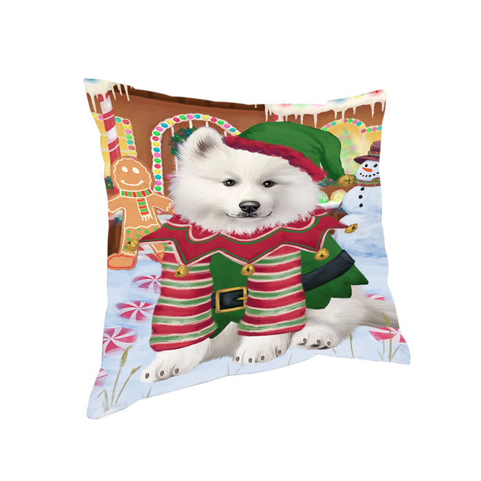 Christmas Gingerbread House Candyfest Samoyed Dog Pillow PIL80404