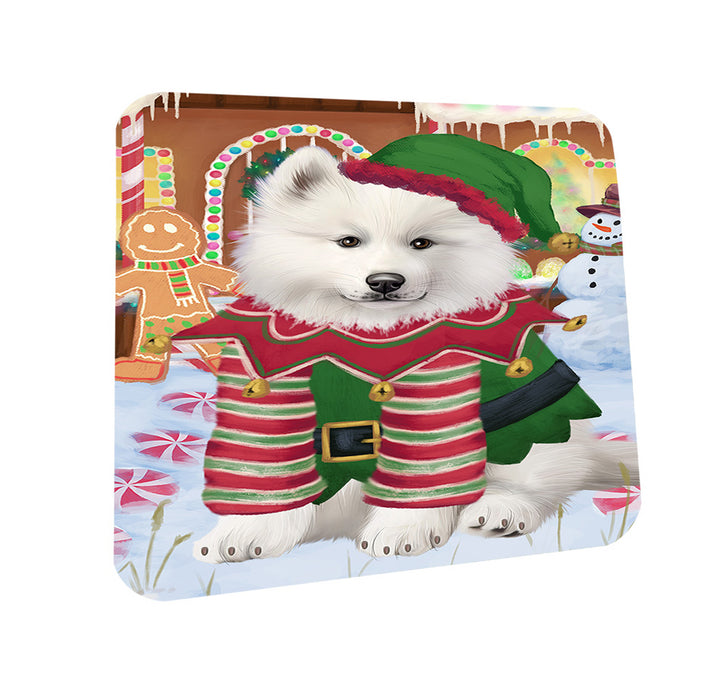 Christmas Gingerbread House Candyfest Samoyed Dog Coasters Set of 4 CST56486