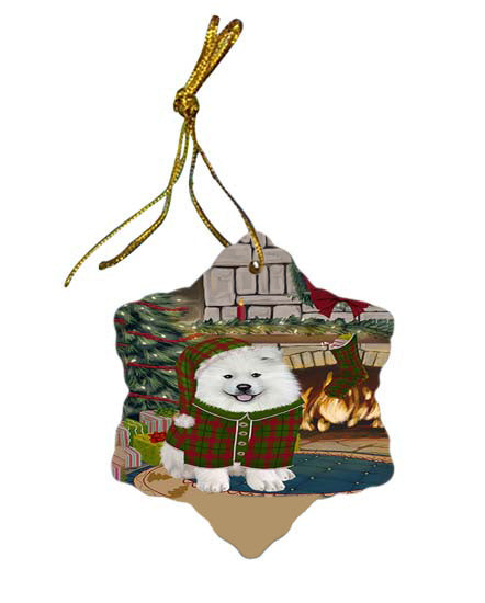 The Stocking was Hung Samoyed Dog Star Porcelain Ornament SPOR55950