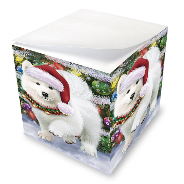 Trotting in the Snow Samoyed Dog Note Cube NOC56240