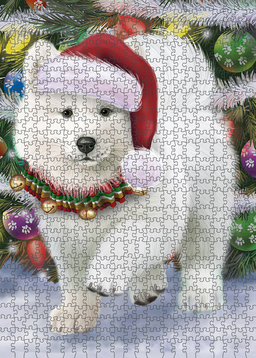 Trotting in the Snow Samoyed Dog Puzzle with Photo Tin PUZL86044
