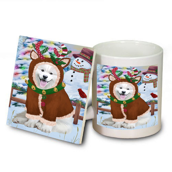 Christmas Gingerbread House Candyfest Samoyed Dog Mug and Coaster Set MUC56521