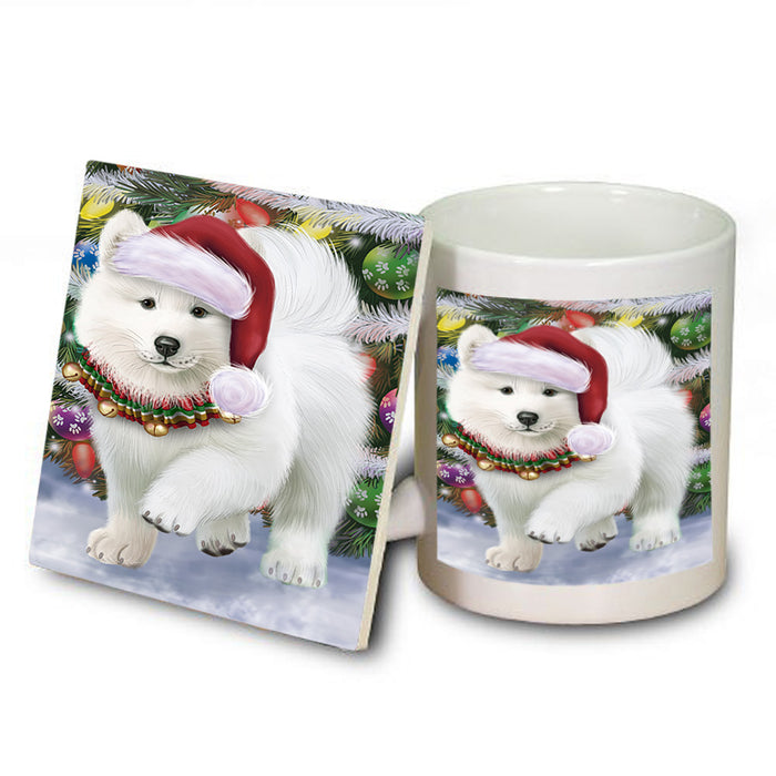 Trotting in the Snow Samoyed Dog Mug and Coaster Set MUC54586