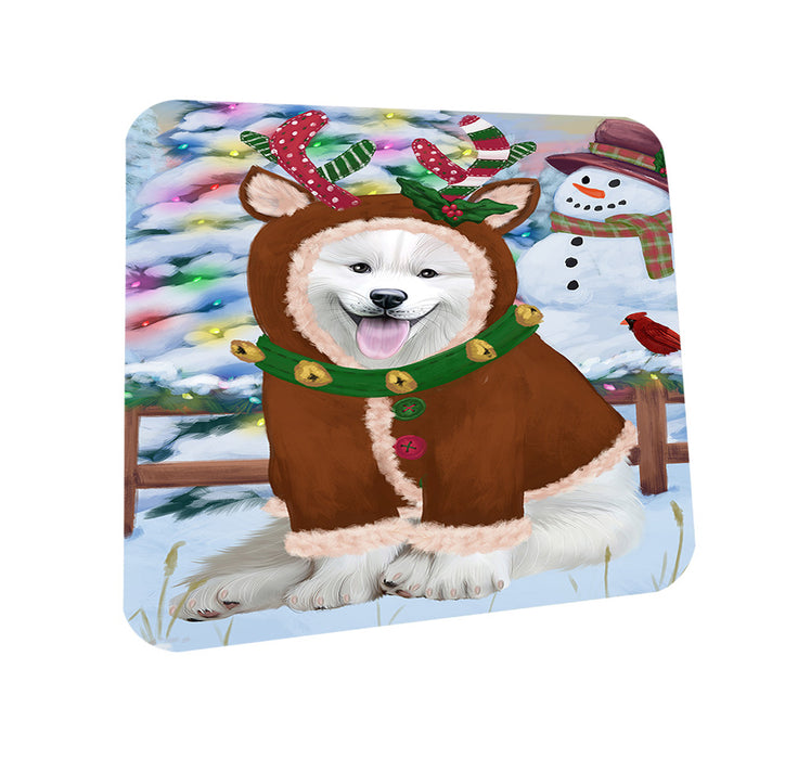 Christmas Gingerbread House Candyfest Samoyed Dog Coasters Set of 4 CST56487