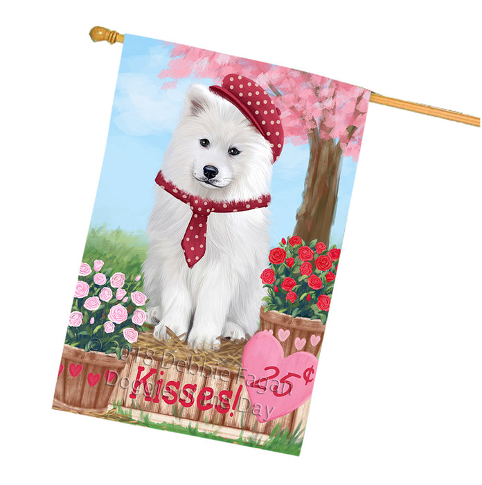 Rosie 25 Cent Kisses Samoyed Dog House Flag FLG56699